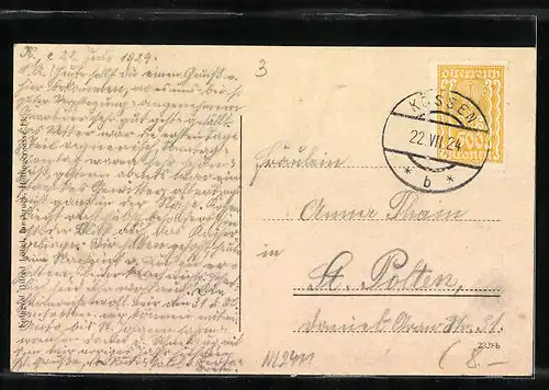 AK Kössen, Teilansicht mit wildem und zahmem Kaiser