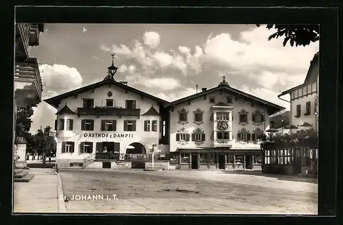 AK St. Johann, Strassenpartie mit Gasthof zum Dampfl