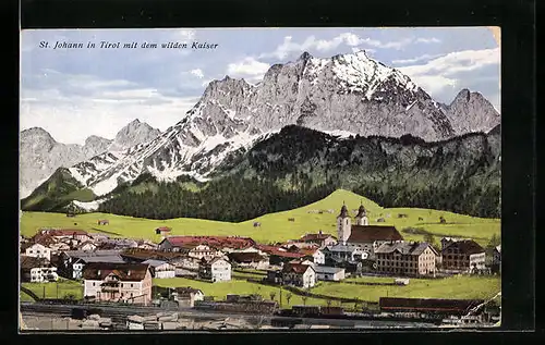 AK St. Johann, Ortspartie am wilden Kaiser