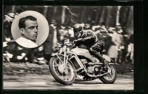 AK Karl Bodmer mit seiner mit seiner Auto Union-DKW, Motorradrennen