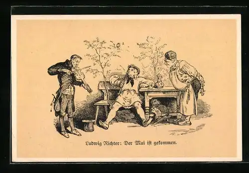 Künstler-AK Ludwig Richter: Der Mai ist gekommen