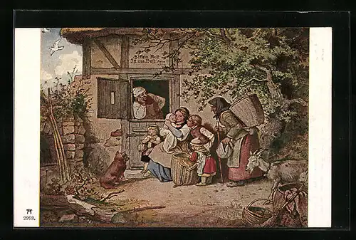 Künstler-AK Ludwig Richter: Mein Nest ist das Best