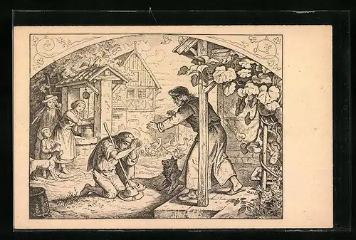 Künstler-AK Ludwig Richter: Vaterunser, Vergebung