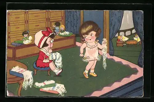 Künstler-AK Kinder mit Nachtwäsche