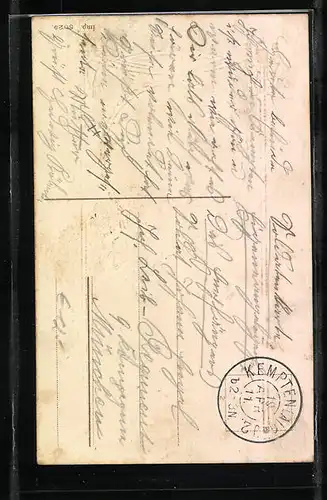 Präge-AK Kleines Mädchen mit Blumen, Passepartout