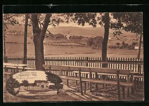 AK Catterfeld i. Thür., Gasthaus Schillers Höhe, Ortspartie
