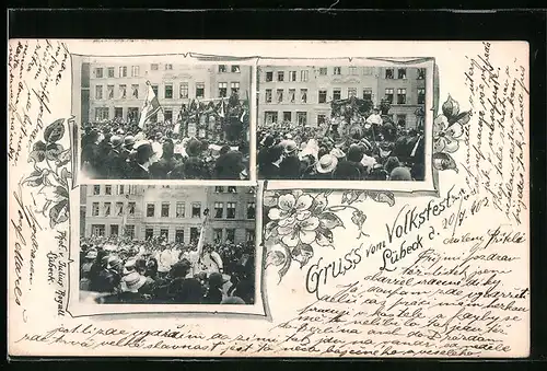 AK Lübeck, Volksfest, Mehrfachansicht