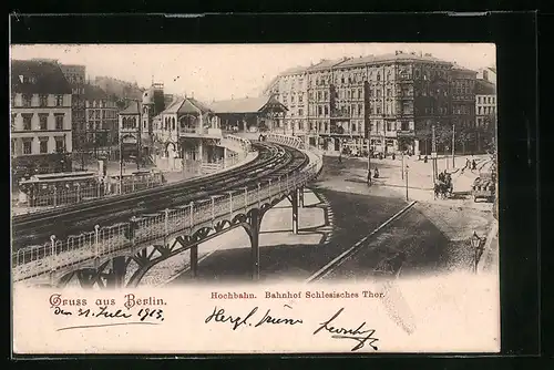 AK Berlin, Hochbahn-Bahnhof Schlesisches Thor