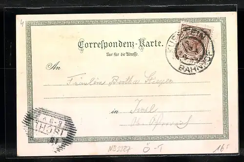 Lithographie Kufstein, Totalansicht aus der Vogelschau, Bergsteiger mit Teufelskanzel