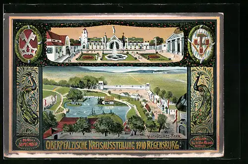 Künstler-AK Regensburg, Oberpfälzische Kreisausstellung 1910, Vergnügungs-Park