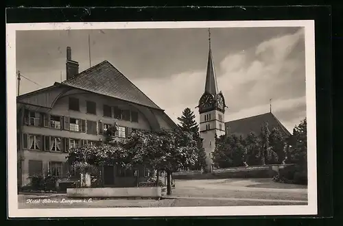 AK Langnau i. E., Hotel Bären mit Kiche