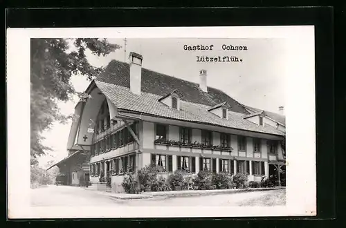 AK Lützelflüh, Blick zum Gasthof Ochsen
