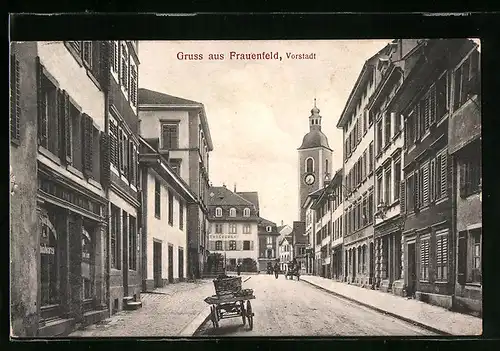 AK Frauenfeld, Strassenpartie in der Vorstadt