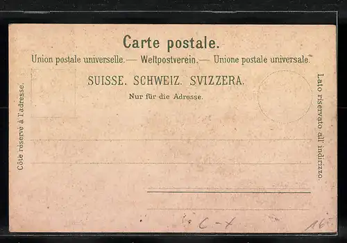 Lithographie Bad Gonten b. Appenzell, Ortsansicht aus der Vogelschau, Gämse im Portrait