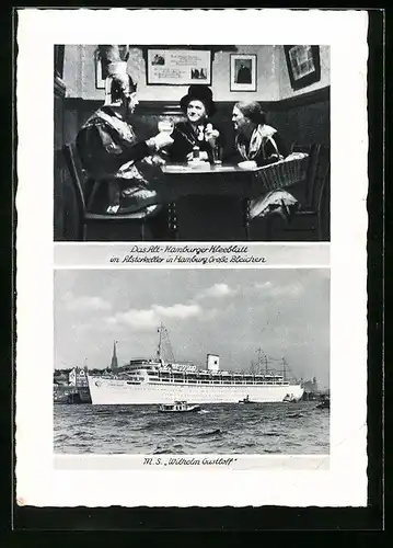 AK Passagierschiff MS Wilhelm Gustloff, Gasthof Alt-Hamburger-Kleeblatt in Hamburg, Grosse Bleichen