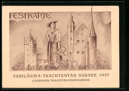 AK Sursee, Jubiläums-Trachtentag 1937 der Luzerner Trachtenvereinigung