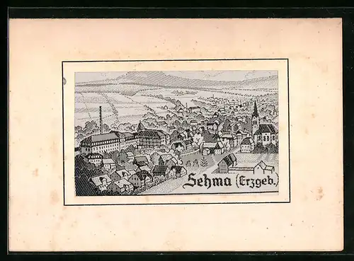 Seiden-AK Sehma /Erzgeb., Blick über die Ortschaft