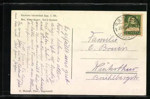 AK Jakobsbad, Kurhaus Jakobsbad von der Ferne