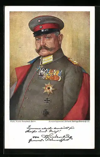 AK Paul von Hindenburg in Uniform mit Schirmmütze
