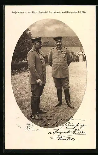 AK Paul von Hindenburg in Uniform, Aufgenommen von Ihrer Majestät der Kaiserin und Königin 1915