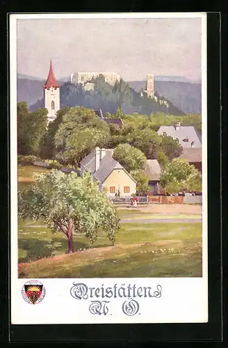 Künstler-AK Rudolf Schmidt: Deutscher Schulverein Nr. 465: Dreistätten, Ortspartie