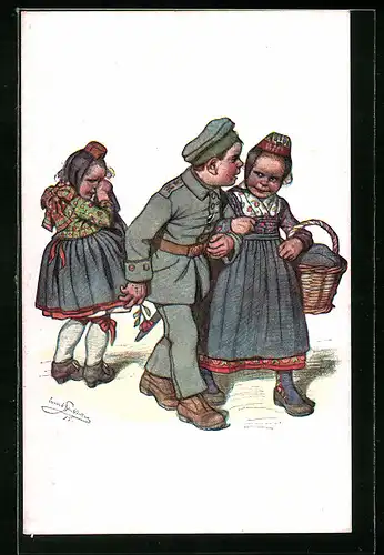 Künstler-AK Emil Beithan: Kleine Hessin hat Herzeleid