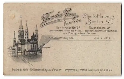 Fotografie Theodor Penz, Berlin, Tauenzeinstr. 13a, Ansicht Charlottenburg, Blick auf die Kaiser Wilhelm Gedächt. Kirche