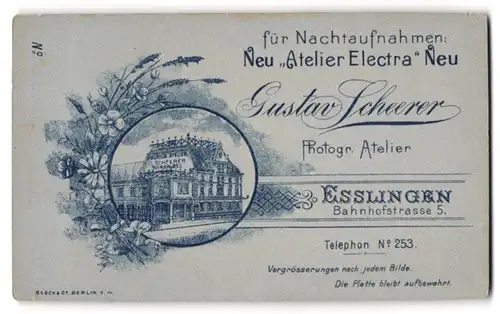 Fotografie Gustav Scheerer, Esslingen, Bahnhofstr. 5, Ansicht Esslingen, Blick auf das Ateliershaus des Fotografen