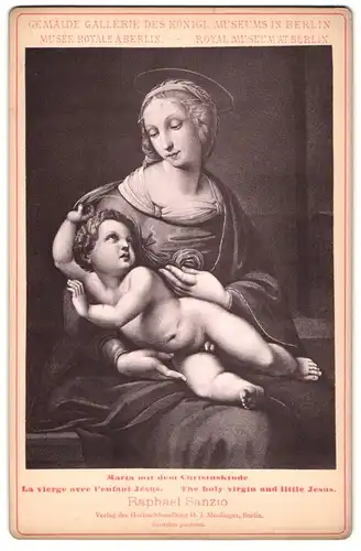 Fotografie H. J. Medinger, Berlin, Gemälde: Maria mit dem Christuskinde, nach Raphael Sanzio