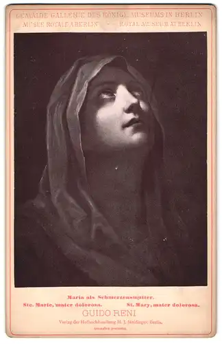 Fotografie H. J. Medinger, Berlin, Gemälde: Maria als Schmerzensmutter, nach Guido Reni