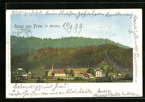 AK Frein bei Mürzsteg, Ortsansicht aus der Vogelschau