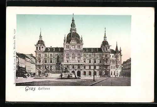 AK Graz, Rathaus mit Vorplatz