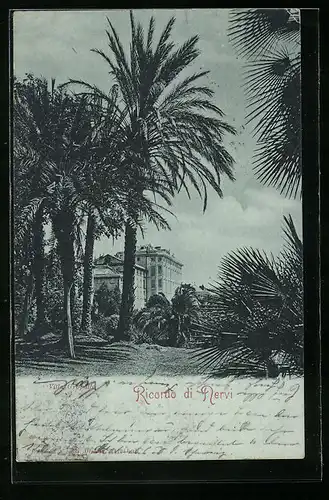 Mondschein-AK Nervi, Villa Gropalla