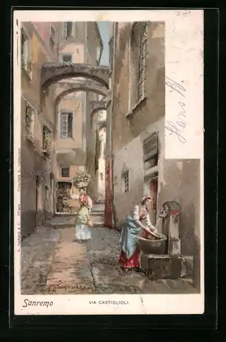 Künstler-AK Sanremo, Via Castiglioli