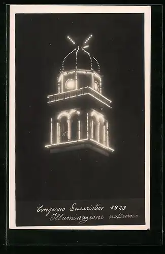 AK Genova, Congresso Eucaristico 1923, Illuminazione notturna