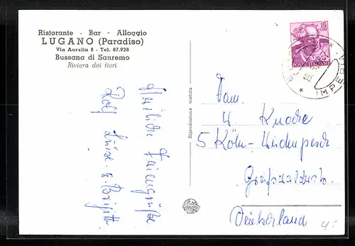 AK Bussana di Sanremo, Ristorante Lugano, Via Aurelia 8