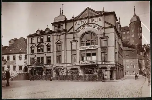 Fotografie Brück & Sohn Meissen, Ansicht Meissen, Theater Cafe Goldne Sonne, Auto Halle, Kammerlichtspiele, Restaurant