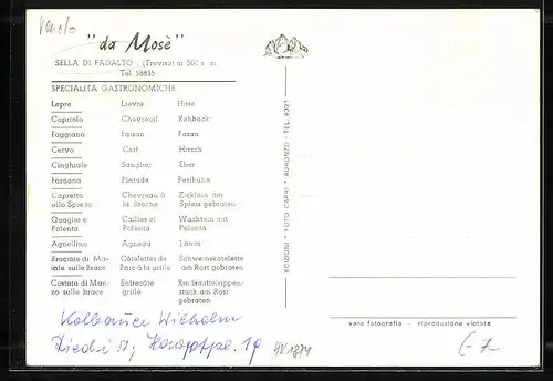 AK Sella di Fadalto, Ristorante da Mose