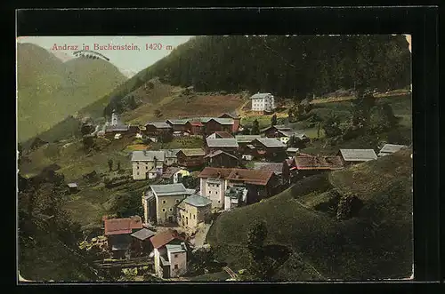 AK Andraz, Ortsansicht mit Kirche