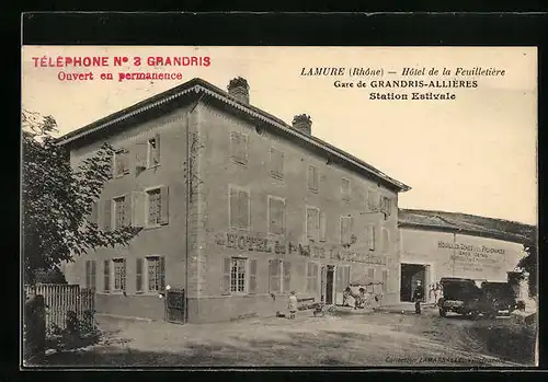 AK Lamure, Hotel de la Feuilletière, Gare de Grandris-Allières