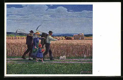 Künstler-AK Josef Madlener: Von der Ernte
