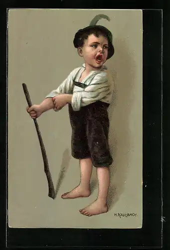 Künstler-AK Hermann Kaulbach: Lausbub, Junge in Tracht