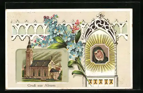 Präge-Künstler-AK Absam, Kirche, Gnadenbild