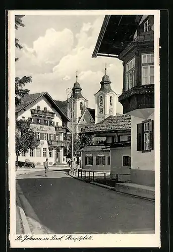 AK St. Johann, Hauptplatz mit Post und Telegraphenamt