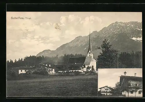 AK Scheffau, Ortspartie mit Kirche
