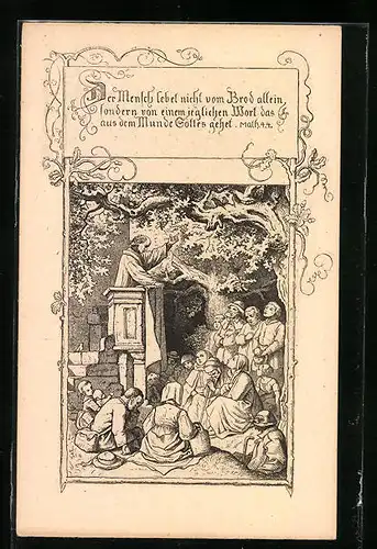 Künstler-AK Ludwig Richter: Unser tägliches Brot in Bildern, 11. Der Mensch lebt nicht nur bom Brot allein