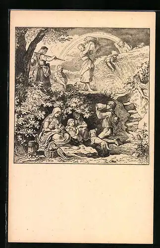 Künstler-AK Ludwig Richter: Unser tägliches Brot in Bildern, 3. Ernte