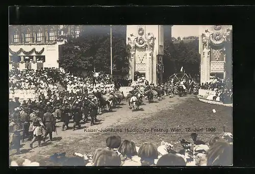 AK Wien, Kaiserhuldigung 1908, Paradeteilnehmer im Ritterkostüm