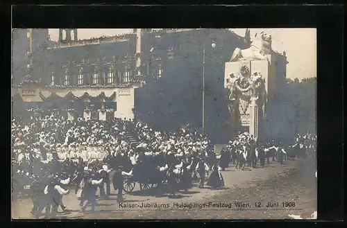 AK Wien, Festzug Kaiserhuldigung 1908