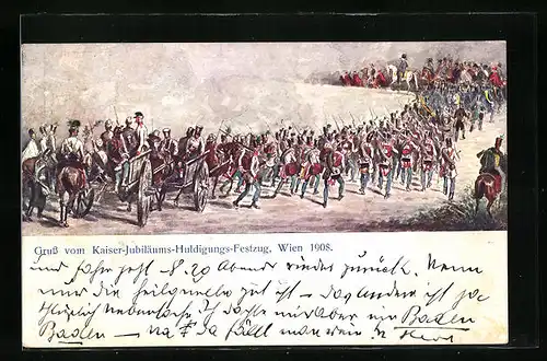 AK Wien, Kaiserhuldigung Festzug 1908